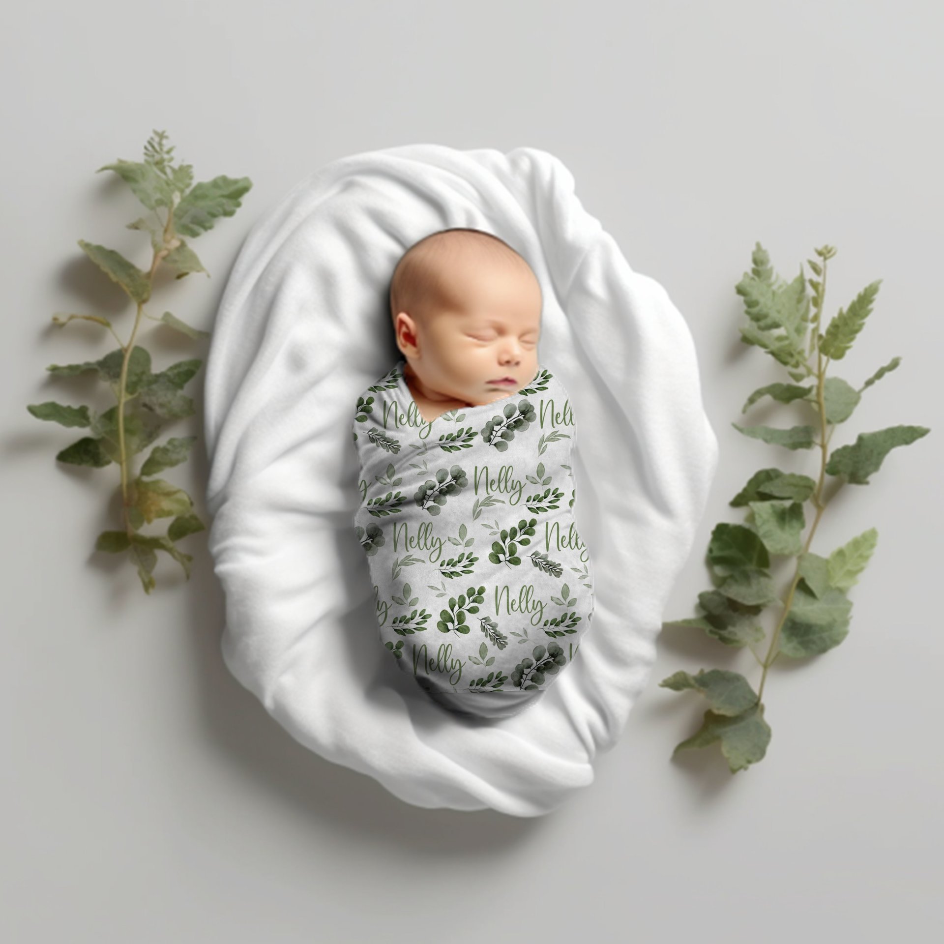 Name Blanket with Greenery