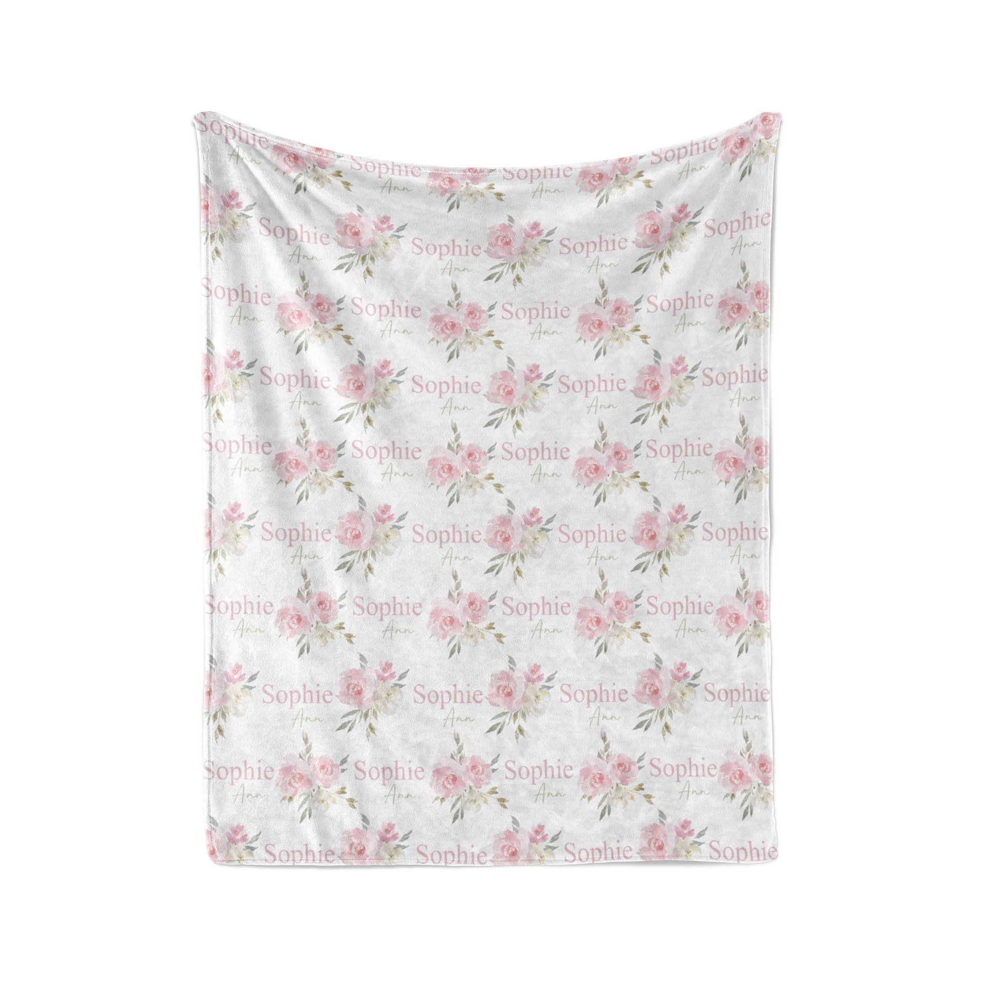 Pink Floral Baby Name Blanket