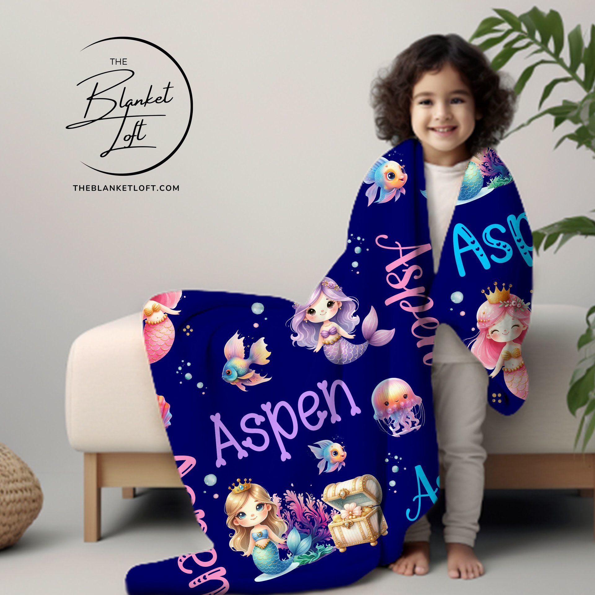 Personalized Mermaid Blanket Throw