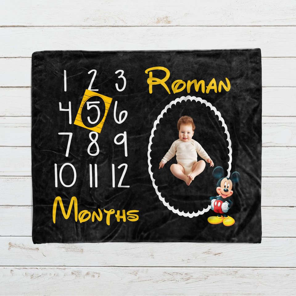 Personalized Mickey Mouse Milestone Blanket