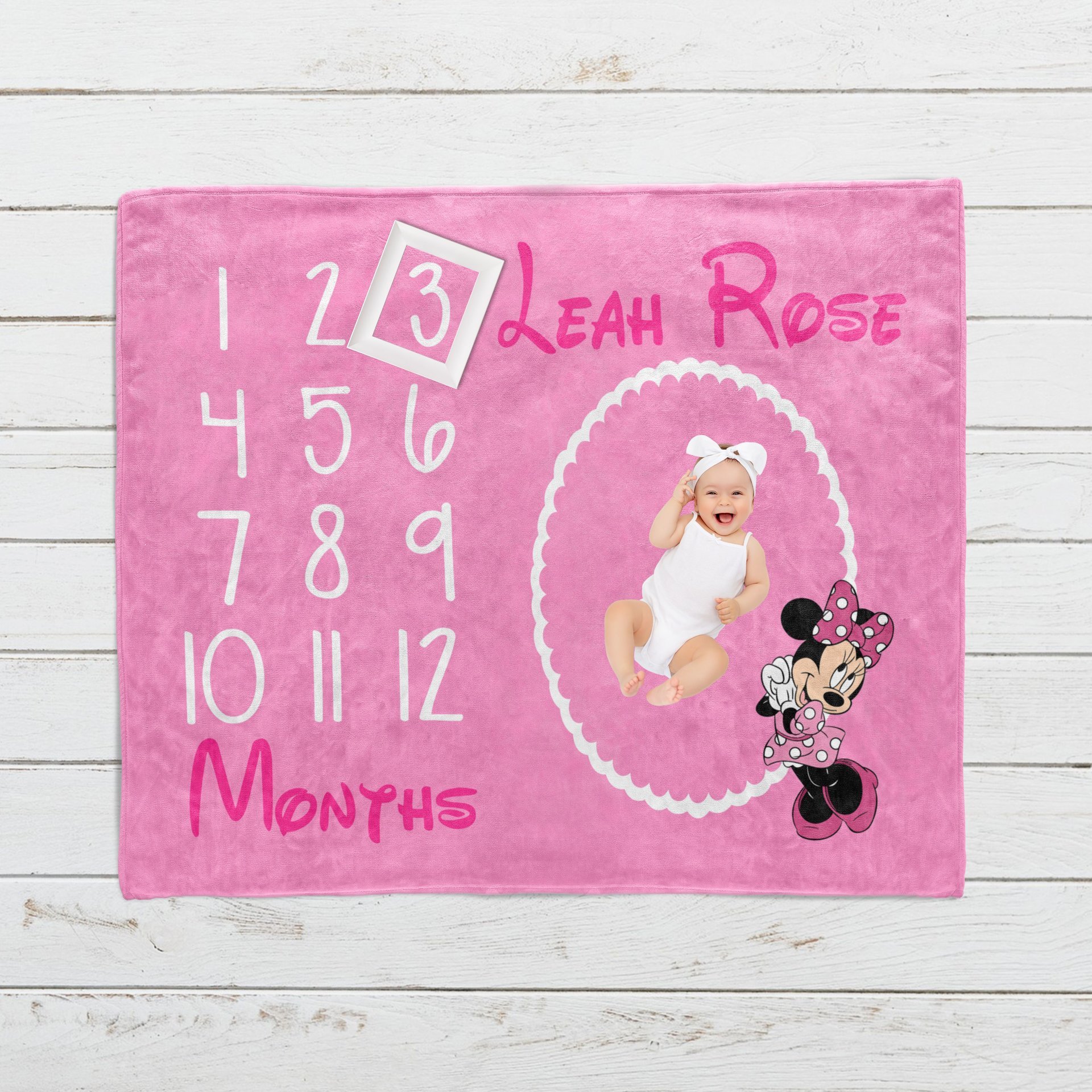 Personalized Minnie Mouse Milestone Blanket