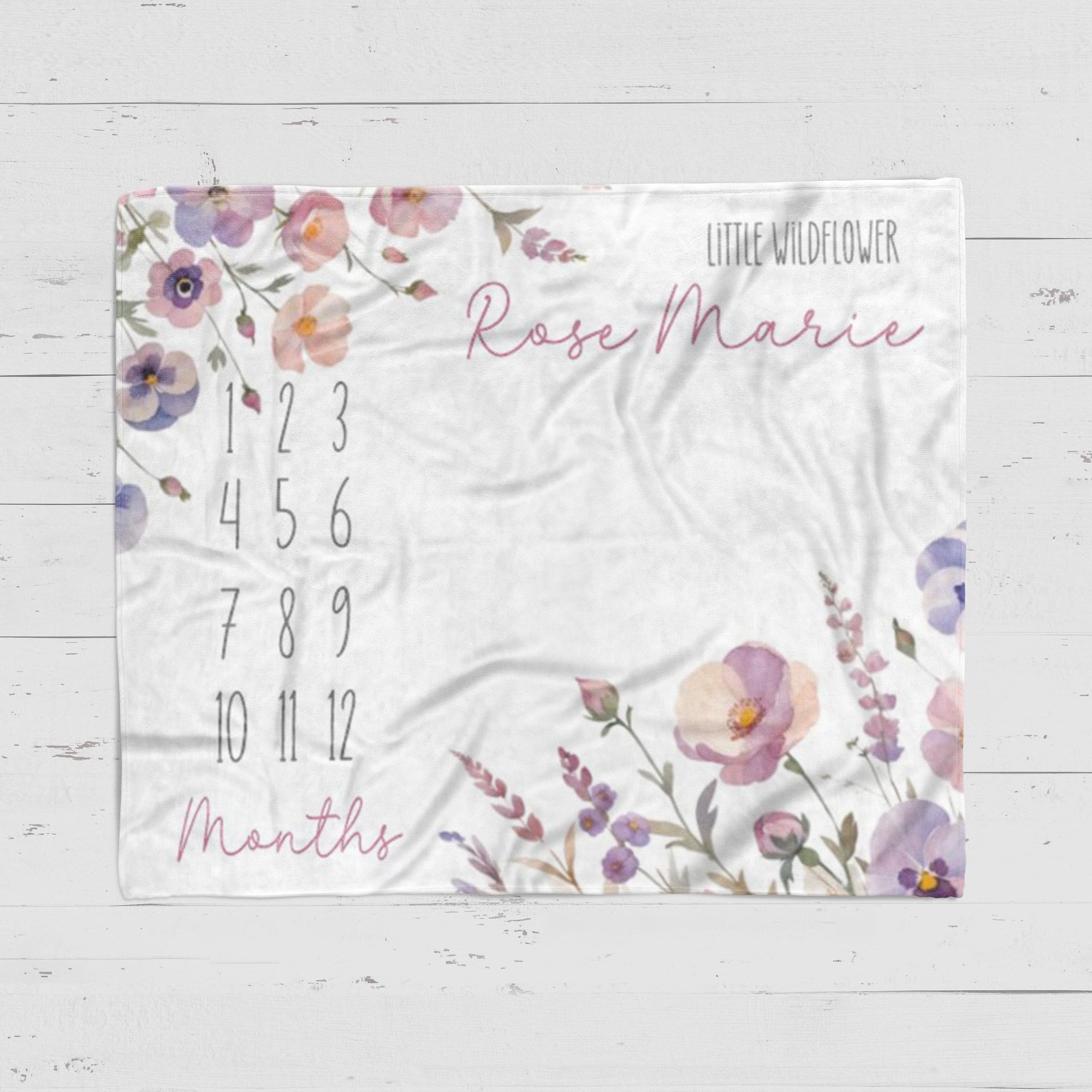 Personalized Our Little Wildflower Baby Milestone Blanket