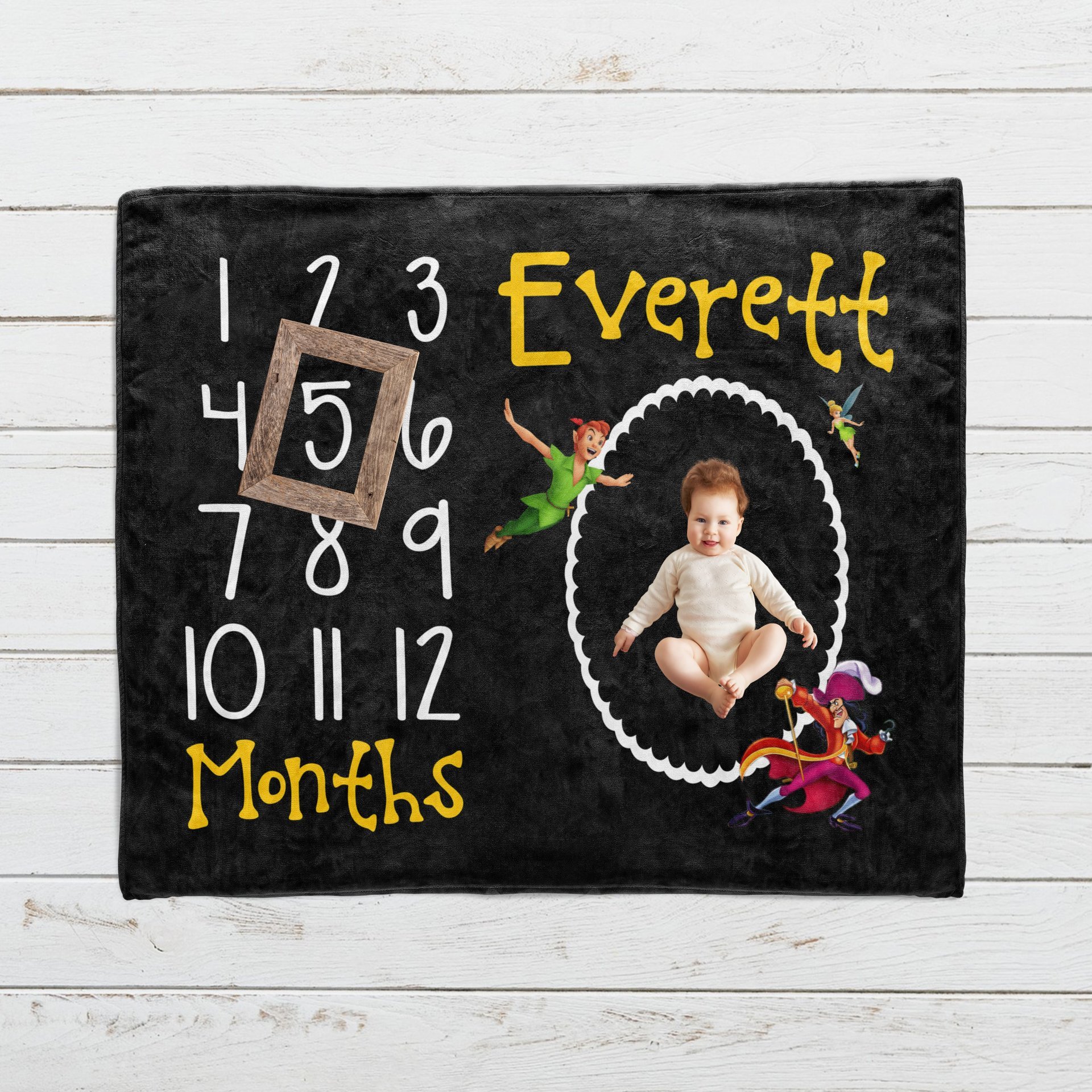 Personalized Peter Pan Milestone Blanket