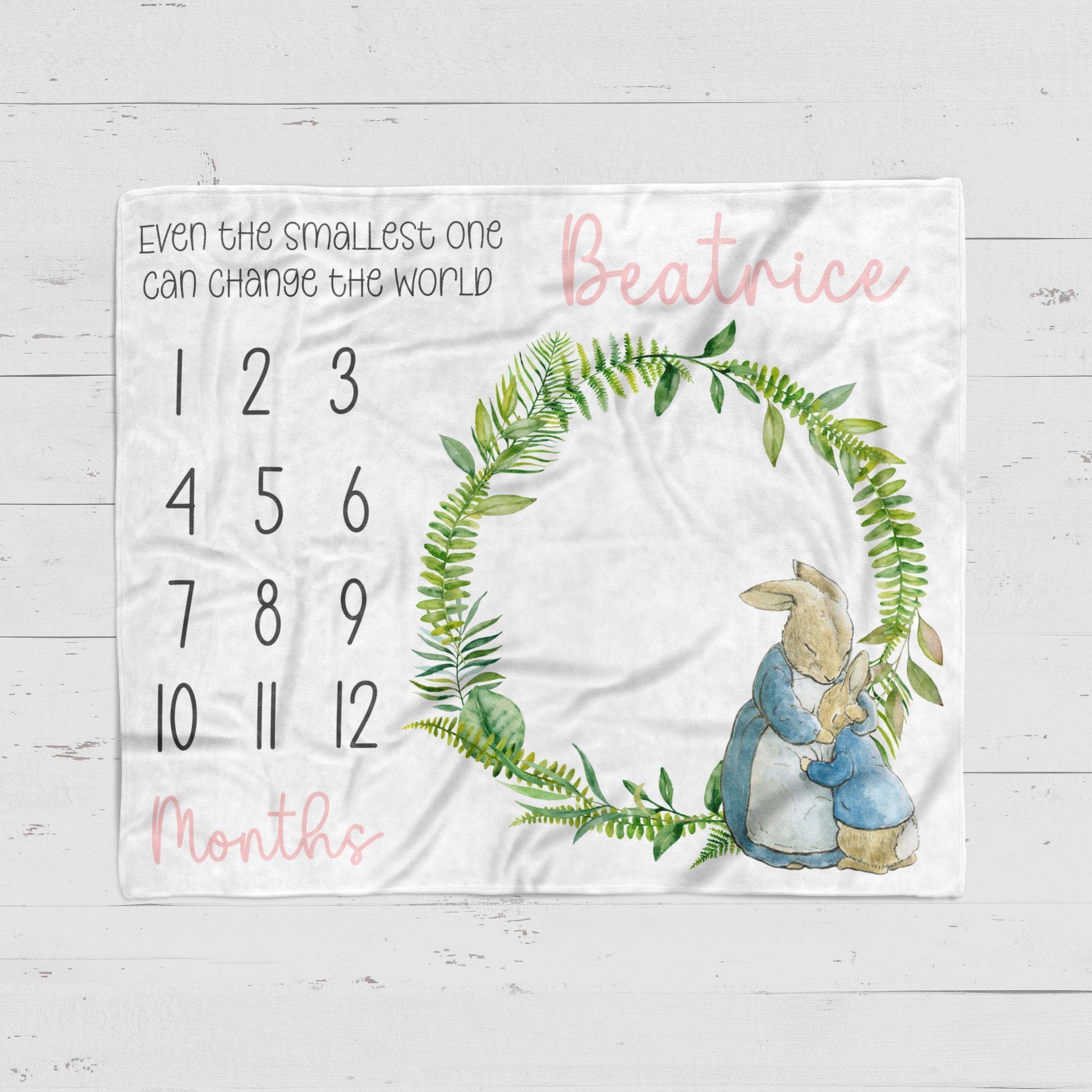 Personalized peter rabbit milestone blanket
