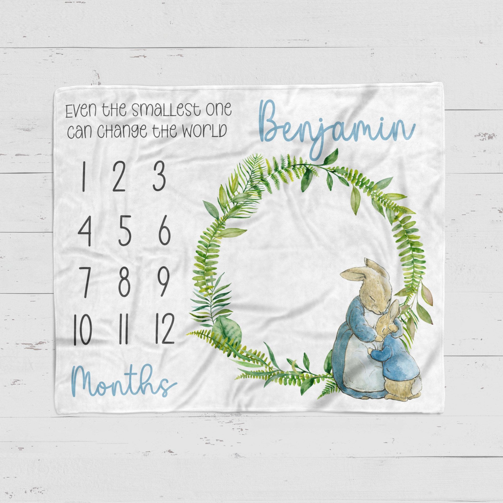 Personalized peter rabbit milestone blanket