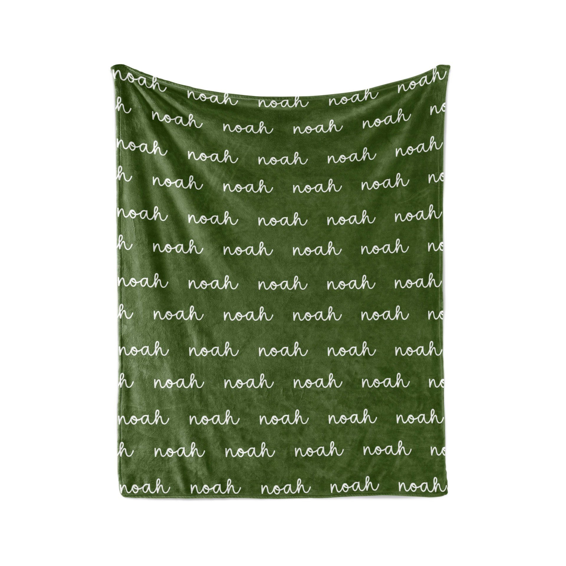 Shades of Green Personalized Name Blanket