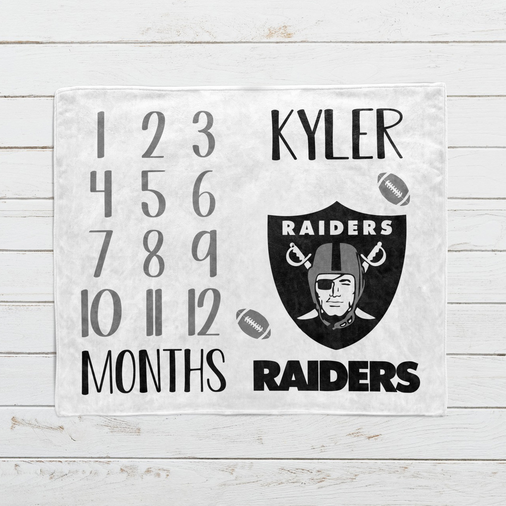 Personalized Football Team Baby Monthly Milestone Blanket