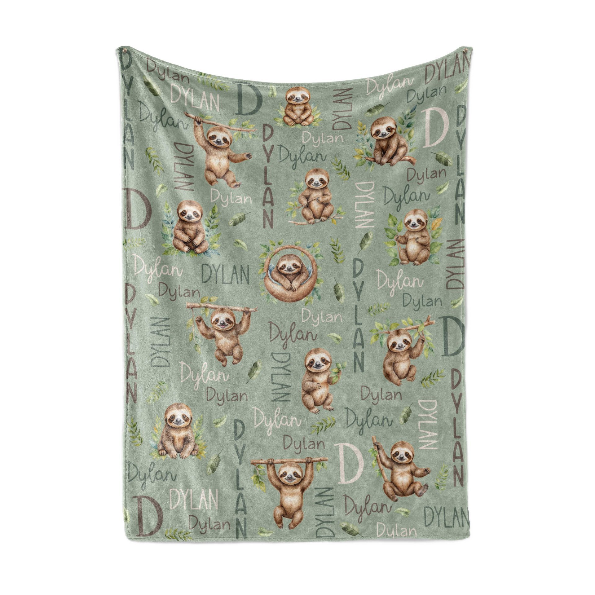 Personalized Sloth Baby Blanket
