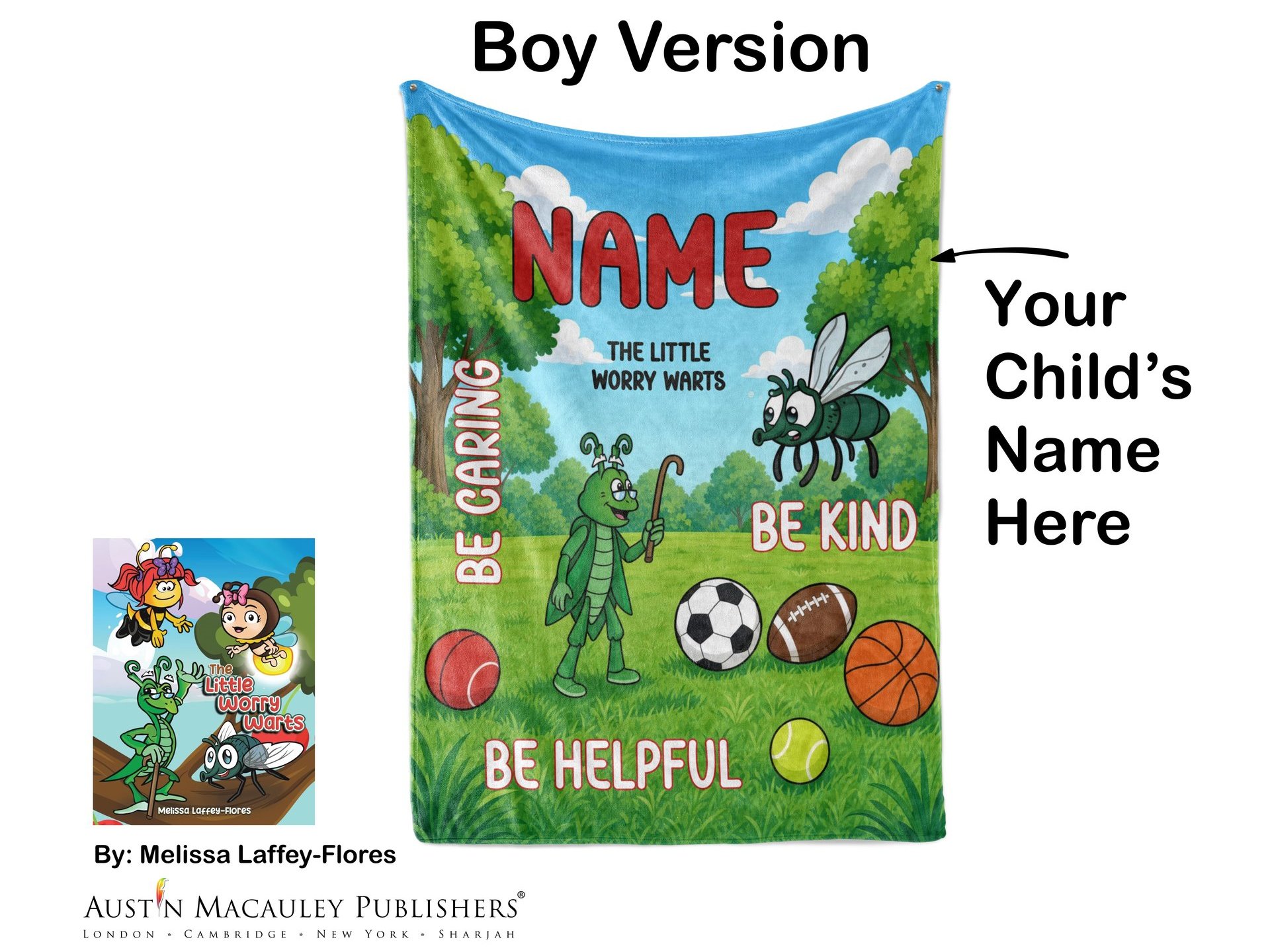The Little Worry Warts Personalized Blanket - Boy Version
