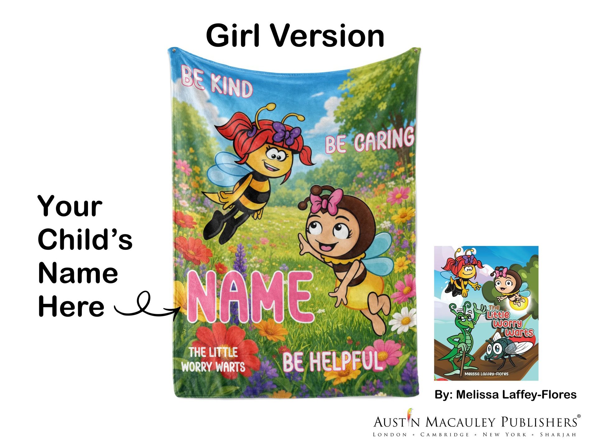 The Little Worry Warts Personalized Blanket - Girl Version