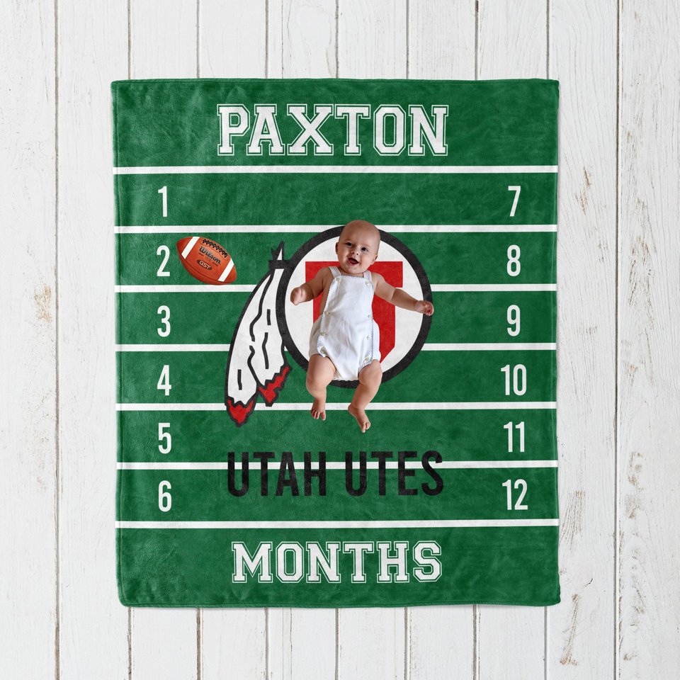 Personalized Football Team Monthly Milestone Blanket