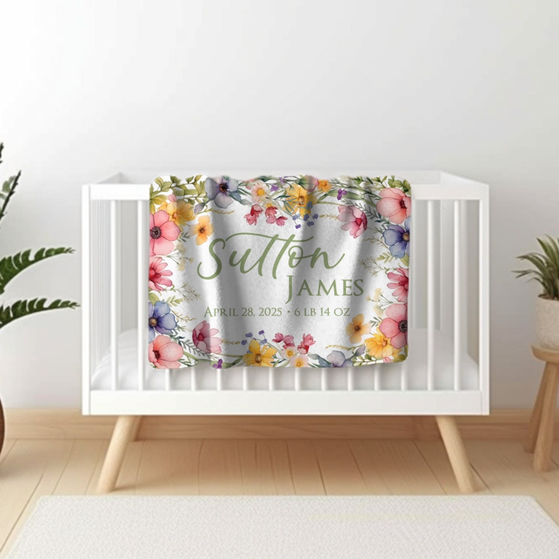 personalized wildflower birth announcement blanket