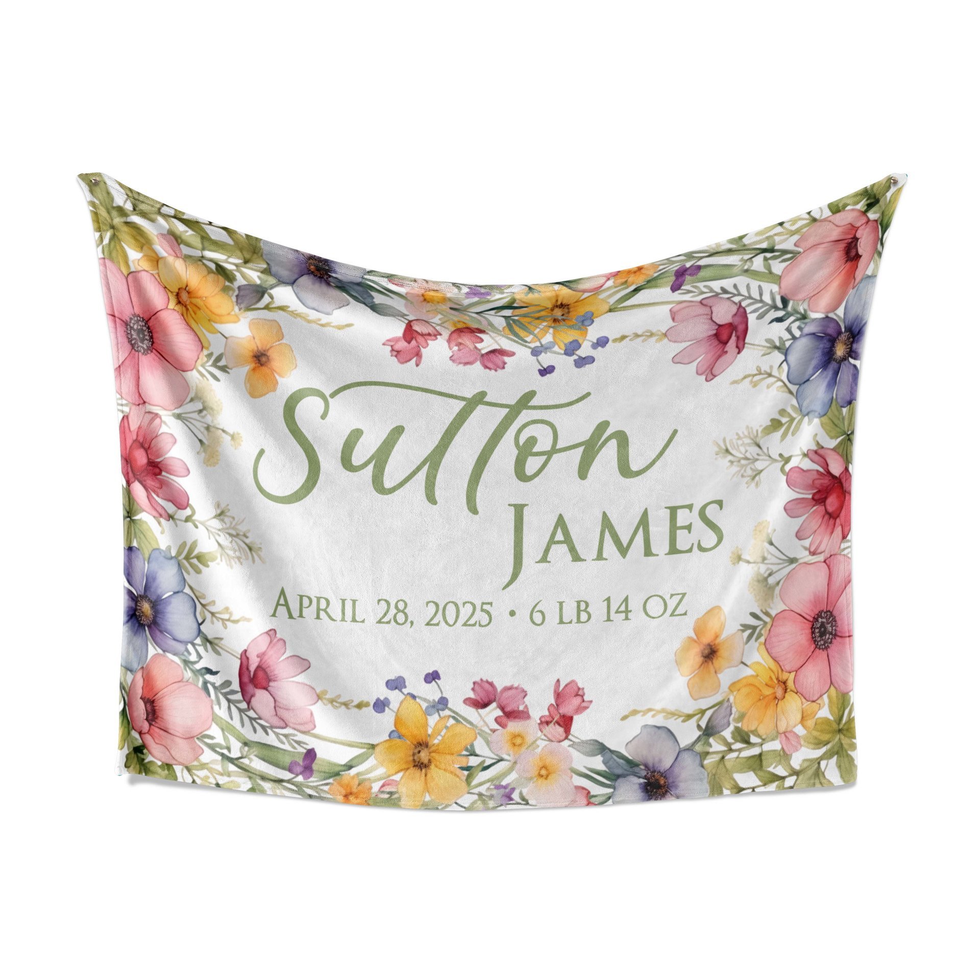 personalized wildflower birth announcement blanket