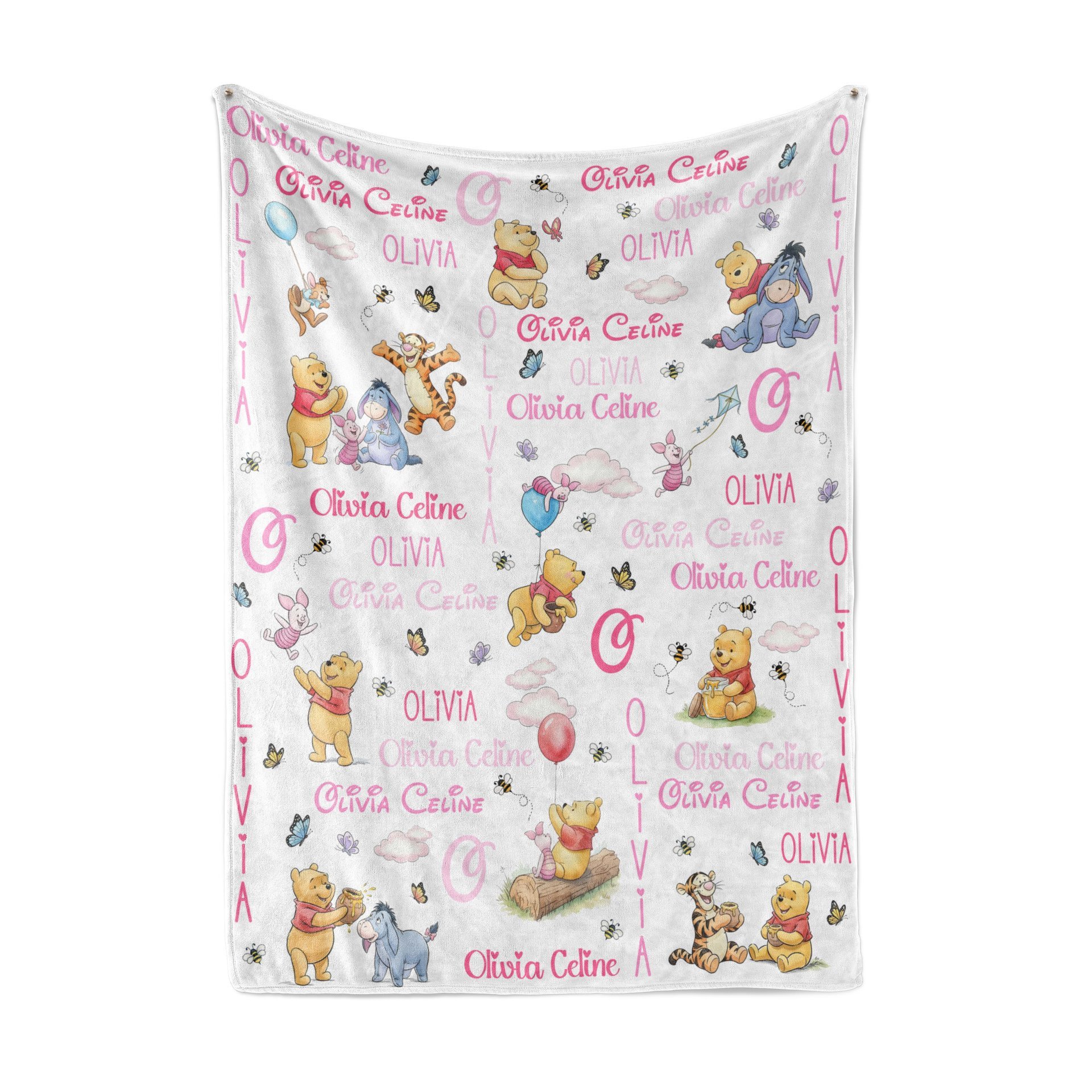 Personalized Winnie the Pooh Baby Blanket 
