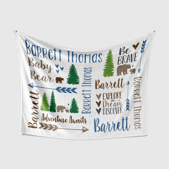 Personalized Woodland Animals Baby Blanket
