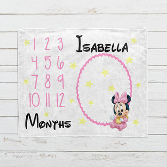 Personalized Baby Minnie Mouse Milestone Blanket