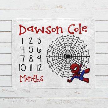 Personalized Spiderman Month Milestone Blanket