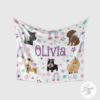 Personalized Boho Puppy Rainbow Blanket