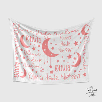 Personalized Boho Moons and Stars Baby Blanket