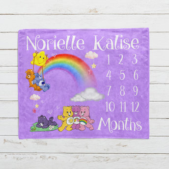 Personalized Carebears Milestone Blanket