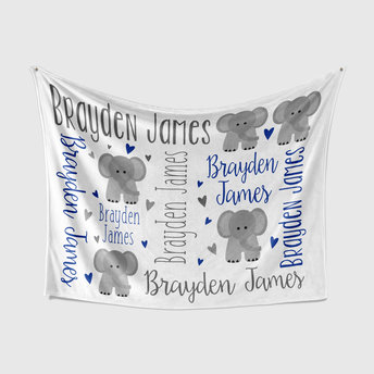 Personalized Elephant Baby Blanket