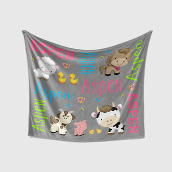 Personalized Farm Animals Baby Blanket