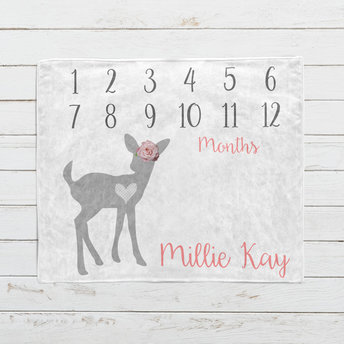 Personalized Baby Fawn Milestone Blanket