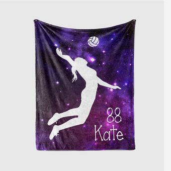 Personalized Girls Volleyball Blanket with Galaxy Background