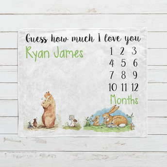 Personalized Guess How Much I Love You Milestone Blanket