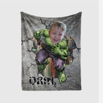 Personalized Hulk Photo Face Blanket