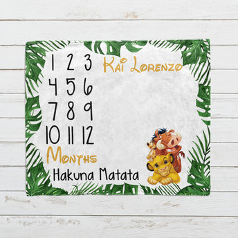 Personalized Baby Lion Cub Hakuna Matata Milestone Blanket