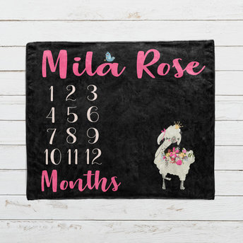 Personalized Llama Baby Milestone Blanket