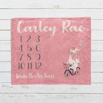 Personalized Llama Baby Blanket Milestone