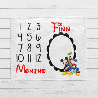 Personalized Mickey Mouse and Friends Baby Milestone Blanket