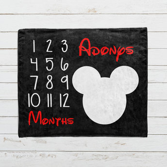 Personalized Mickey Mouse Milestone Blanket