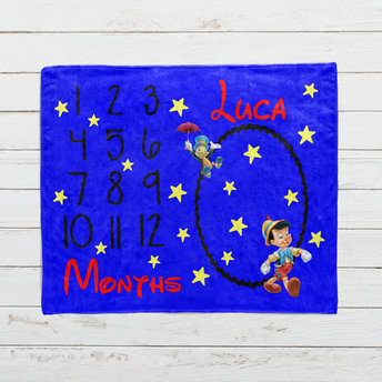 Personalized Pinocchio Milestone Blanket