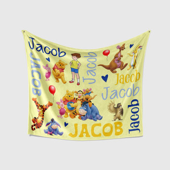 Personalized Winnie the Pooh and Friends Blanket
