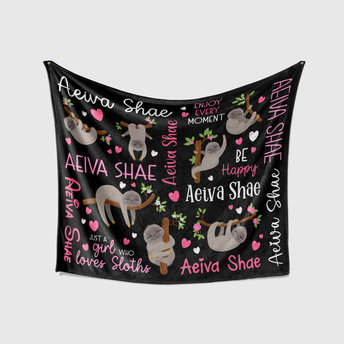 Personalized Cute Sloth Blanket