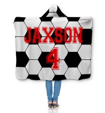 Personalized Hooded Sherpa Soccer Blanket