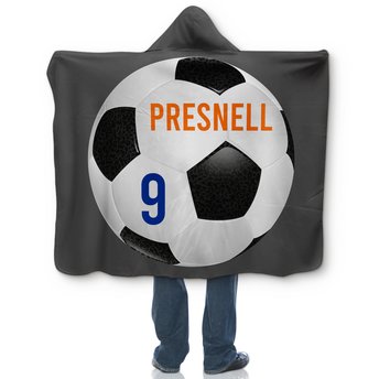 Personalized Soccer Hooded Sherpa Blanket