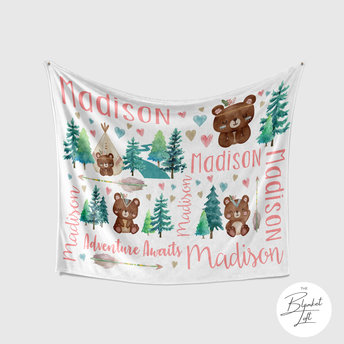 Personalized Tribal Bear Baby Blanket