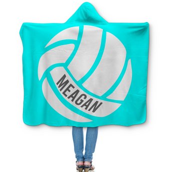 Personalized Volleyball Hooded Sherpa Blanket