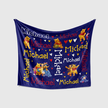 personalized Winnie the Pooh and Friends Blanket