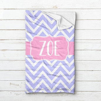 Personalized Chevron Minky Sleeping Bag