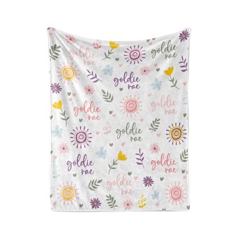 Personalized Boho Sun & Wildflower Baby Blanket