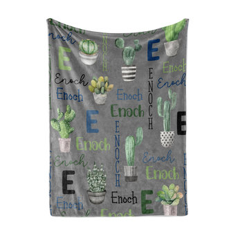 Personalized Cactus Succulent Baby Blanket
