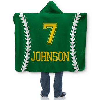Personalized Baseball Hooded Sherpa Blanket - Extra Large