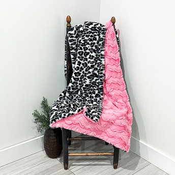 Silver Siberian Leopard Minky Blanket
