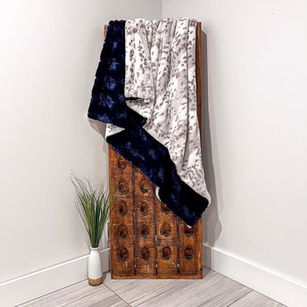 Arctic Snow Leopard Minky Blanket