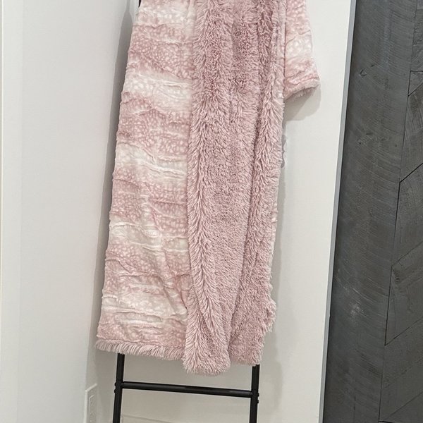 Luxe Cuddle Fawn Rosewater with Shaggy Rosewater 45"x60" XL Travel Minky Blanket